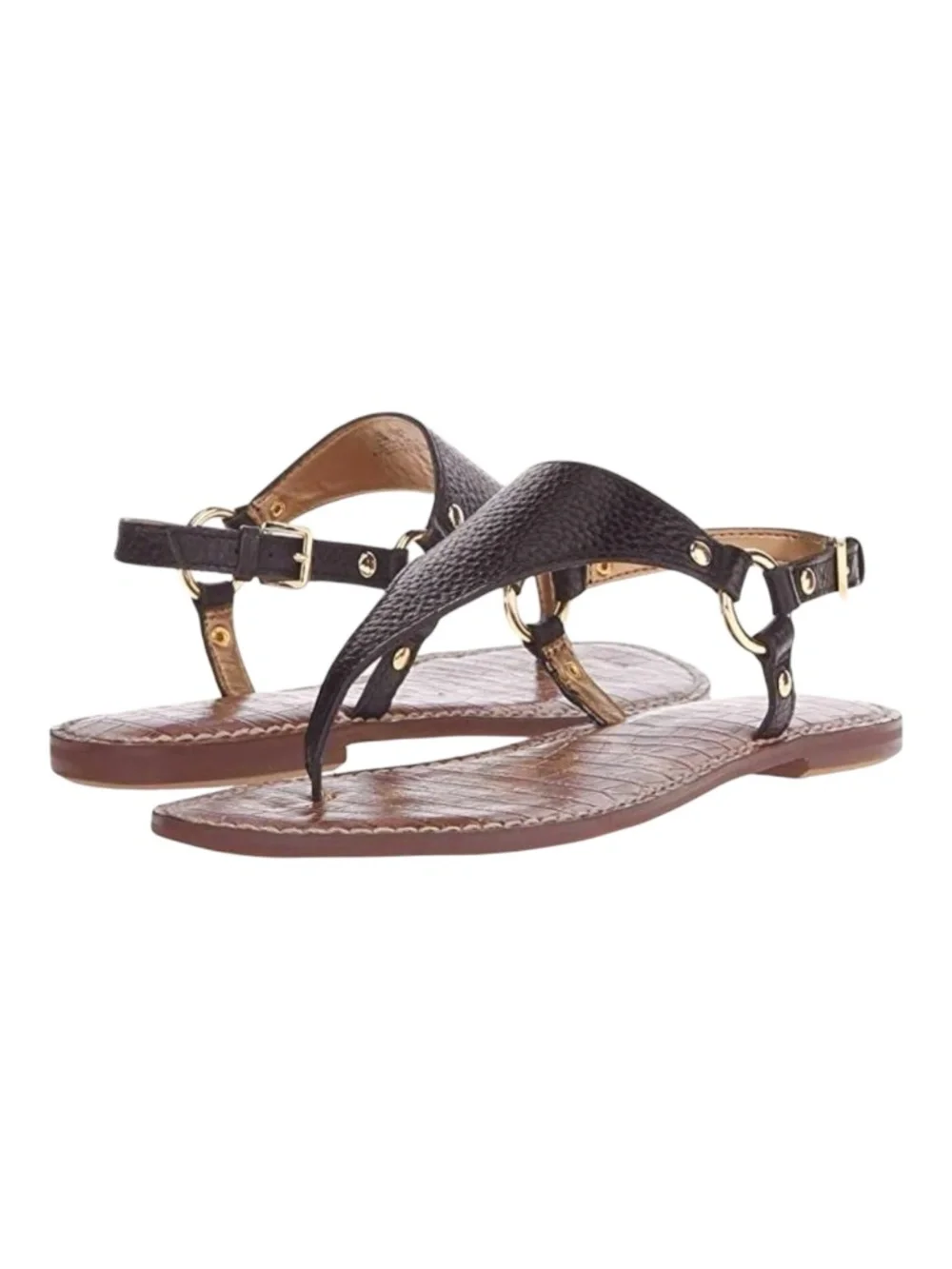 Sam Edelman Black Leather Greta Women's Sandals Size 8 - Picture 2 of 8